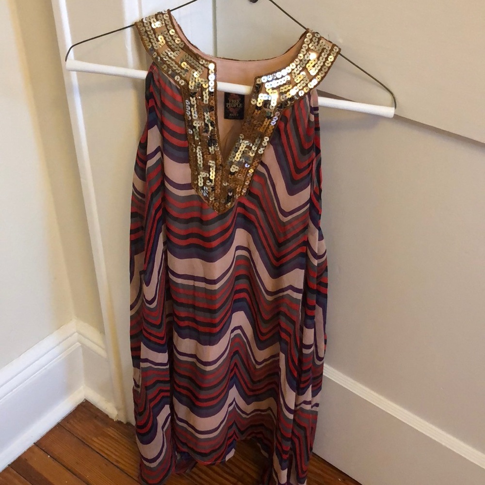 Free People printed tunic w/ sequin neckline